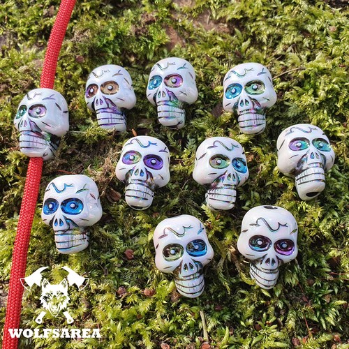 Große skull beads - 5/10, weiß