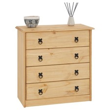 Kommode aus Holz mit 4 Schubladen Sideboard aus Massivholz im Landhausstil