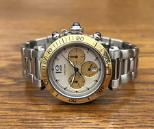 Cartier Pasha Chronograph 1032 Armband Uhr Herrenuhr Stahl Gold Lünette 18K 38mm