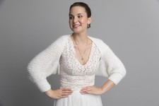 Bolero für die Hochzeit NEU gestrickt für Herbst - Bräute Gr. 38 weiß