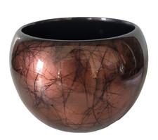 Blumenübertopf 60er/70er Jahre Keramik  kupfermetallic u. schwarz innen glasiert