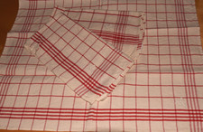 3 Alte Leinen Küchentücher Geschirrtücher rot kariert (13660)