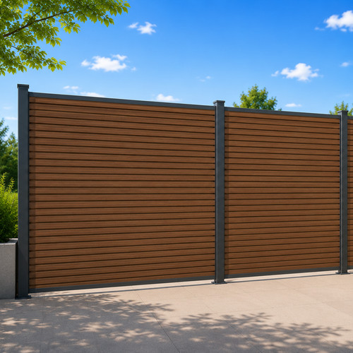 Wpc sichtschutzzaun teak - sichtschutzzaun, teak-braun