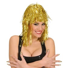 GOLDENE DISCO PARTY PERÜCKE gold GOGO Fasching Karneval