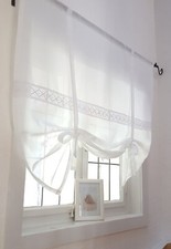 Raffrollo Gardine naturweiß Breite ab 80-200 cm Spitze Landhaus Shabby Vintage