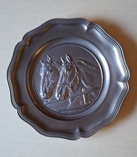 Zinnteller groß, 2 Pferde