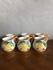 Rumtopf 6 Tassen Keramik handbemalt Wein Dekor Sehr gut