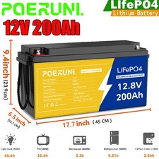 POERUNI 12V 200Ah LiFePO4