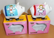 2 ST. Keramik Spardose Money