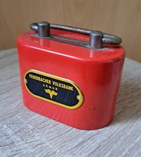 Vintage Feuerbacher Volksbank Red Metal Savings Bank Germany 1950s – No Key
