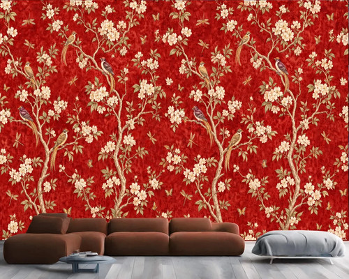 Purpurrot vogel chinoiserie - purpurrot,