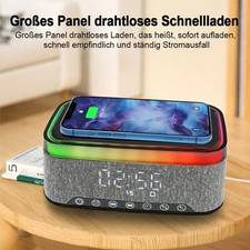 8in1 Radiowecker Uhrenradio Wecker, QI-Ladefunktion, Bluetooth Lautsprecher,RGB