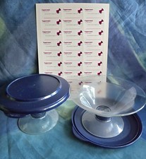 Tupperware 2 Behälter Exclusiv Collection Deckel Indigoblau Eisschalen Etiketten