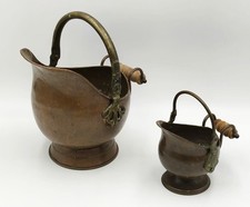 2x Antike Kohleschütte Kupfer Blumentopf Messing Asche Topf Kübel Alt Vintage