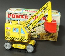 Aoshin Shovel Caterpiller Bagger Baufahrzeug Blechspielzeug K&B 225 B Japan 70er