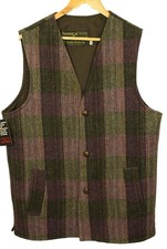 Donegal handgewebte Eddie Doherty XL 44" irische lila/grüne Tweed Weste Vest