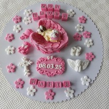Baby Taufe Geburt Tortendeko Torte Aufleger Zuckerfigur Fondant Kuchen