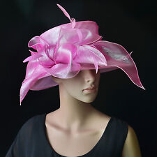 Damenhut ROSA PINK Organza Hut Brauthut Organzahut Anlasshut Schleife Federn