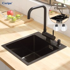 Edelstahl Einbauspüle Küchenspüle spülbecken mit Siphon Anthrazit Küchenarmatur 