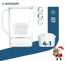 Wasserfilter Wessper inkl. 5x Kartuschen, Filter Kanne Reduziert Kalk & Chlor