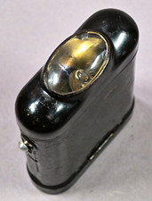 Alte Taschenlampe CRONE mit Flachlinse, schwarz