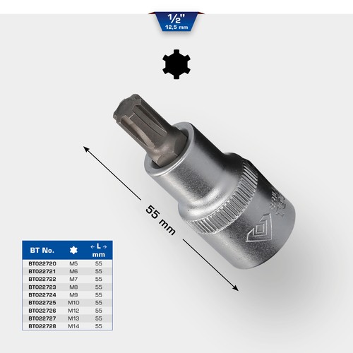 Ribe bit stecknuss 55 mm - 1/2",