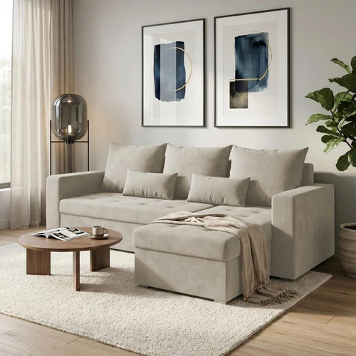 Beige ecksofa form - beige, mit