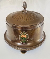Jugendstil große Bronze Emaile Deckeldose Glaseinsatz Ludwig Vierthaler