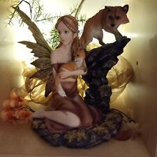 Elfen Figur Mandara mit 2 Füchsen handbemalt aus Sammlung