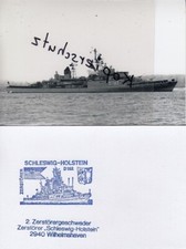 D 182 Zerstörer SCHLESWIG-HOLSTEIN , Bundesmarine, Stb,  Foto mit Schiffstempel