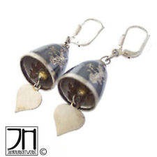 Siam Tula Niello Sterling Silber Ohrringe Emaille Glocke Herz Tänzerin