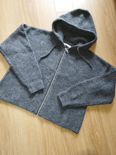 Kapuzen-Strickjacke v. pageone*Ripp*mit Wolle*Graumel.*Gr. M (wie 40/42)*Ungetr.