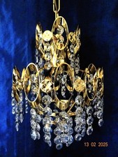 WEINFURTNER KLEINER KRONLEUCHTER LÜSTER BLEIKRISTALL VERGOLDET  1 FLAMMIG TOP