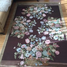 150x230cm, Großer Gobelin Boden Teppich "Blumenstrauß" Baumwolle 100%