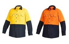 Hard Yakka Tecasafe Plus Hi Vis 2 Tone Fire Resistant Safety Shirt (Y04065) Neu