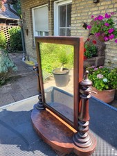 ANTIKER Schminkspiegel+PODEST Mahagoni SCHELLLACK Original SPIEGEL 