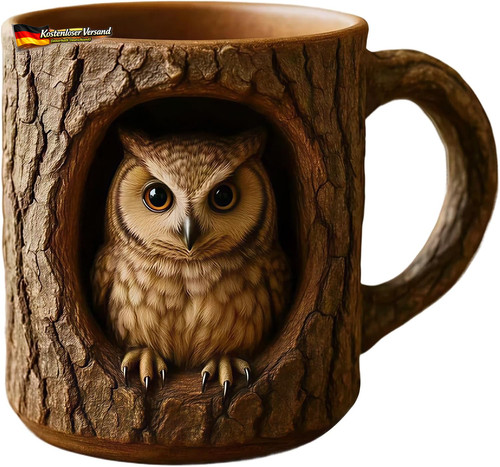 Eulen kaffeetasse 300ml - 300ml, harz