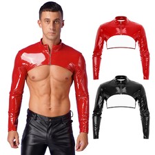 Herren Lackleder Jacke Crop
