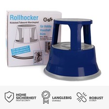 Tritthocker aus Stahl, Blau -