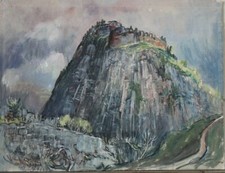 Gemälde Tempera Landschaft Gebirge Burg Hohenkrähen Hans Pluquet Signiert 1948