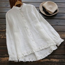 Damen baumwolle leinen shirt - baumwolle, t-shirt