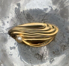 Elegante Gablonzer Brosche Amer. Double mit Schmuckperle 90er Jahre Vintage !106