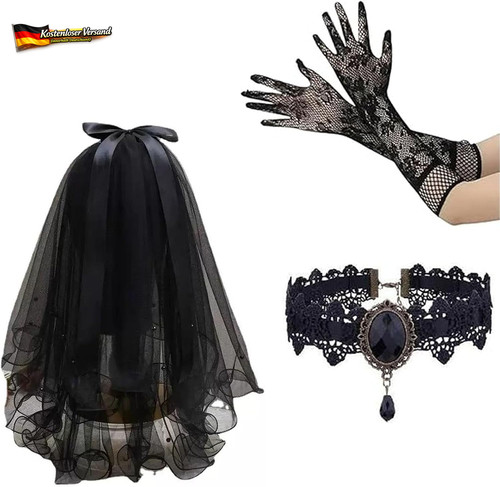 Schwarzes schleier set - schwarzes,