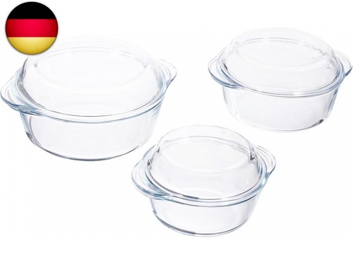 3er set glas - auflaufform, rund