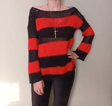 Streifen Strickpullover Pullover Pulli Gestreift Vecona Gothic Punk Batcave