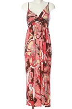 DERHY Maxikleid Damen Kleid Gr. DE 34 pink-weiß-braun Casual-Look