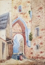 Aquarell altstadt torbogen - aquarell:,