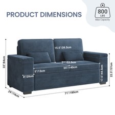 3-Sitzer Sofa Cordstoff Breite Armlehnen mit Stauraum Loveseat Sitzcouch 180cm