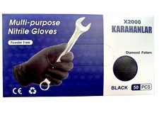 Nitril Einweg Hygiene Arbeits Handschuhe KFZ Werkstatt schwarz genoppt M L 50St.