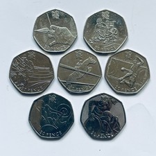50p Fifty Pence Münzen Olympiade London 2012 alle zirkuliert / gebrauchter Zustand